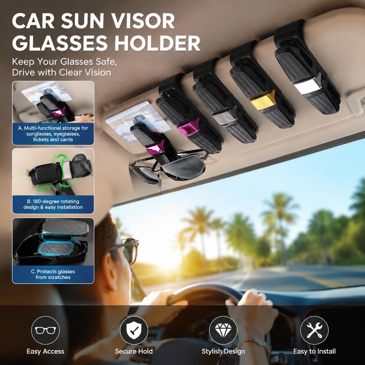 Interior Design Degree - Car Glasses Holder Clip Sun Visor