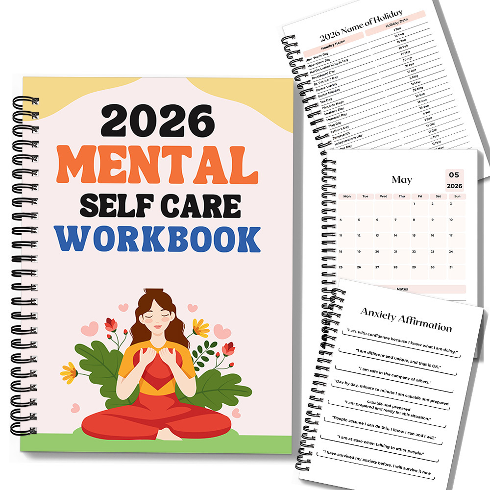 Interior Design Journal - 1PC 2026 Mindful Mental Self-Care Workbook: